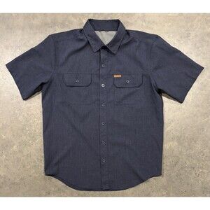 Orvis Navy Breathable Quick Dry Short Sleeve Button Down Fishing Shirt Men's M